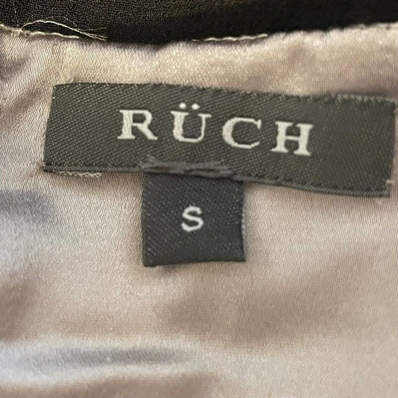 RUCH Cocktail Dress Black Ruched Bodycon Small 100% Silk Sleeveless Line… - Picture 8 of 9